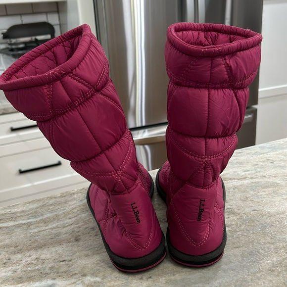 LLBean Womens Fleece Lined Quilted Slipper Boot 8 magenta pull on - Picture 2 of 11